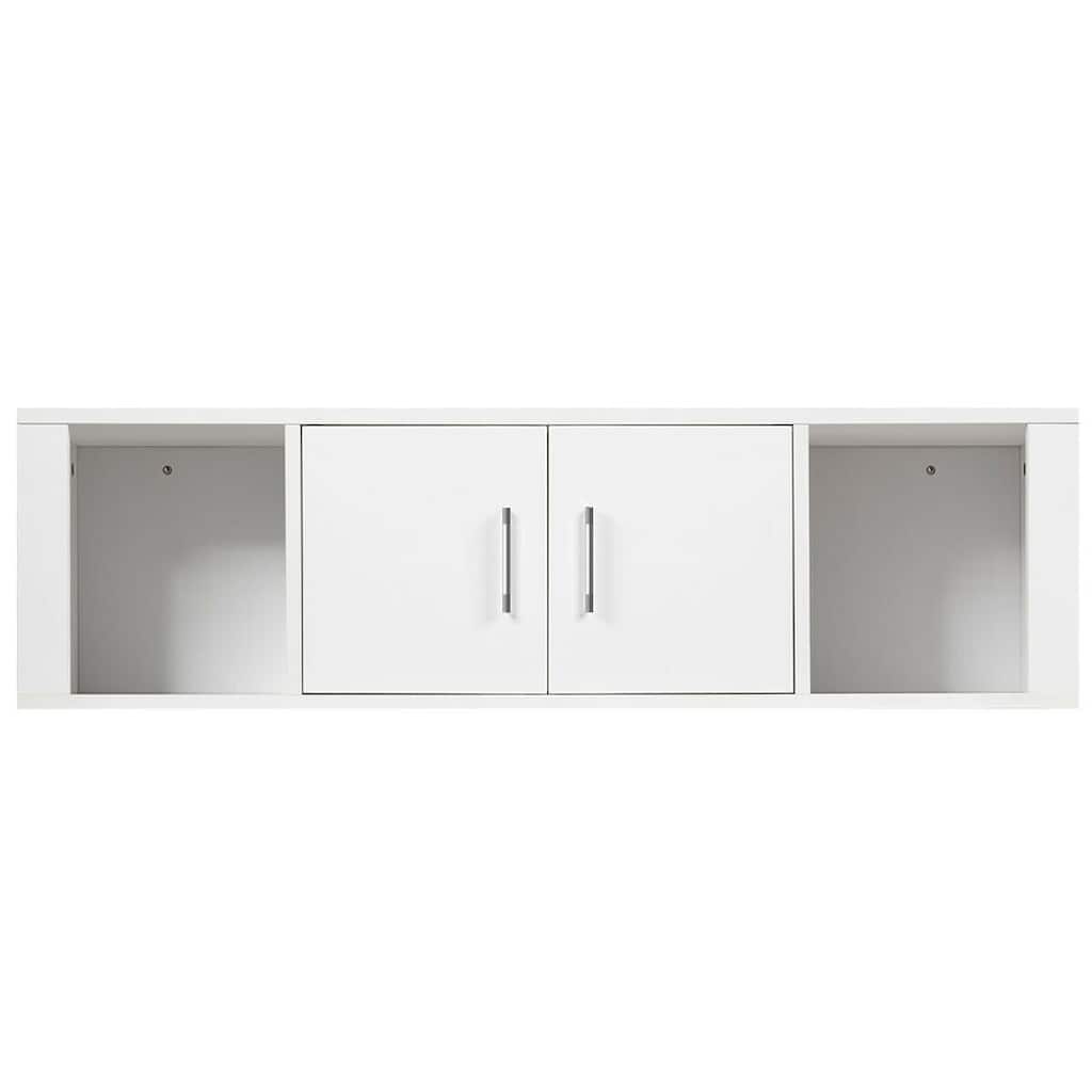 Wall Mounted Floating 2 Door Desk Hutch Storage Shelves-White - 42.5" x 13" x 12" ( L x W x H )