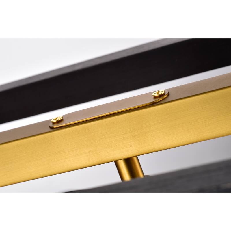 Nimra Matte Black+ Matte Gold 5-Light Open Metal Cage Linear Chandelier