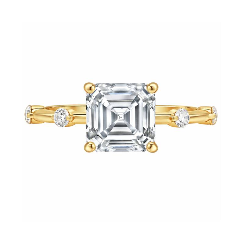Auriya 14K Gold Tapered Asscher Lab Grown Diamond Engagement Ring 1.12 - 5.28ct. tw. (F-G, VS)