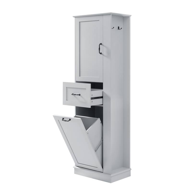 Roomfitters 67" Tall Modern Storage Cabinet with Tilt-Out Compartment and Side Hooks