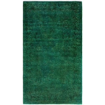 Overdyed One-of-a-Kind Hand-Knotted Area Rug - Green - 3' 1" x 5' 3"