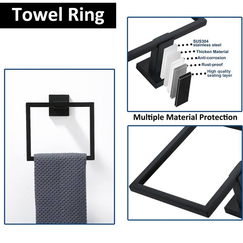 5-Piece Bathroom Hardware Set Wall Mounted Towel Bar Set