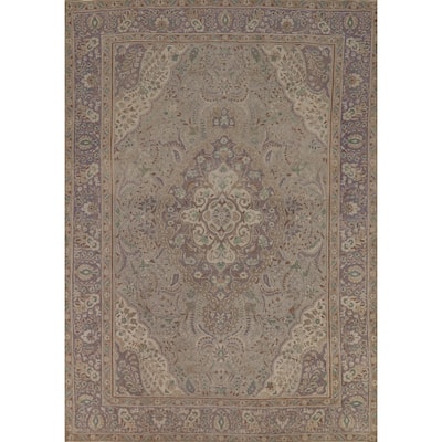 Traditional Tabriz Persian Vintage Area Rug Handmade Wool Carpet - 7'10" x 10'7"