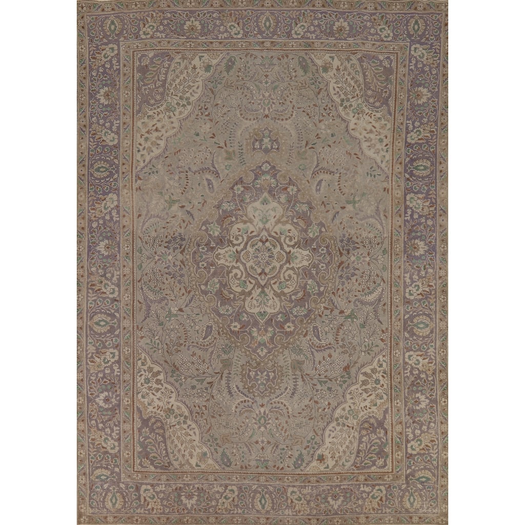 Traditional Tabriz Persian Vintage Area Rug Handmade Wool Carpet - 7'10" x 10'7"