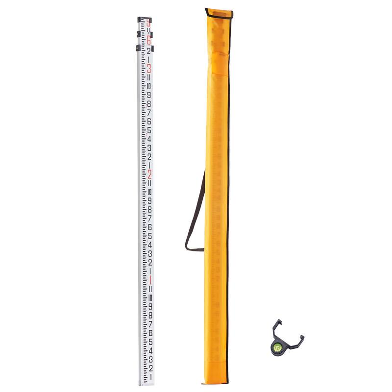 Aluminum Grade Rod, Telescopic Measuring Rod, Double-Sided Scale Leveling Rod Stick,Aluminum Alloy Survey Rod with Bubble Level - 9-Feet/8ths