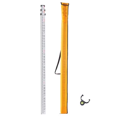 Aluminum Grade Rod, Telescopic Measuring Rod, Double-Sided Scale Leveling Rod Stick,Aluminum Alloy Survey Rod with Bubble Level