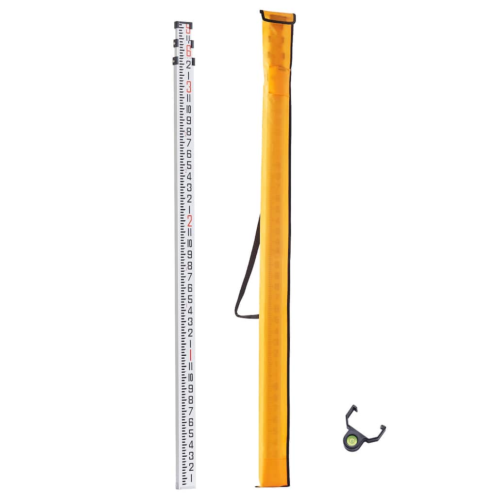 Aluminum Grade Rod, Telescopic Measuring Rod, Double-Sided Scale Leveling Rod Stick,Aluminum Alloy Survey Rod with Bubble Level