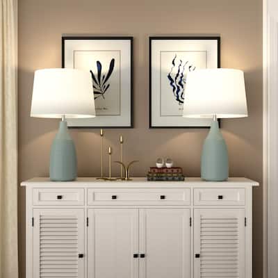 25.75" Ceramic Table Lamp Set LED Dimmable - Set of 2
