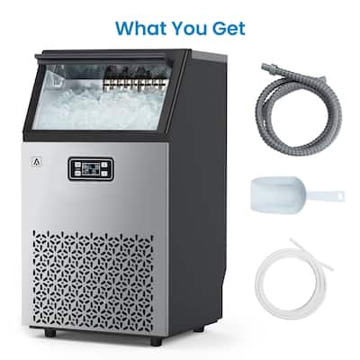 Commercial Ice Maker Machine 150lbs/24H Stainless Steel Under Counter with 33lbs Ice Storage Capacity - 15.7"D x 17.6"W x 31.4"H
