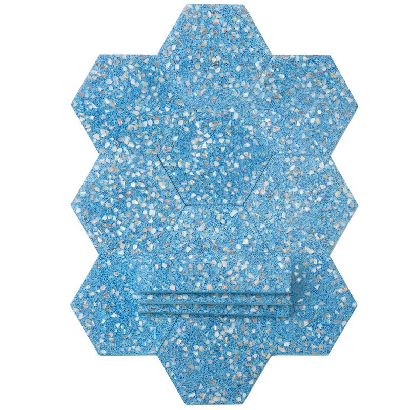 Amalfi 9x8 in. Glossy Shell, Terrazzo Hexagon Wall and Floor Tile (1.8 sq ft/case, 5-Pack)