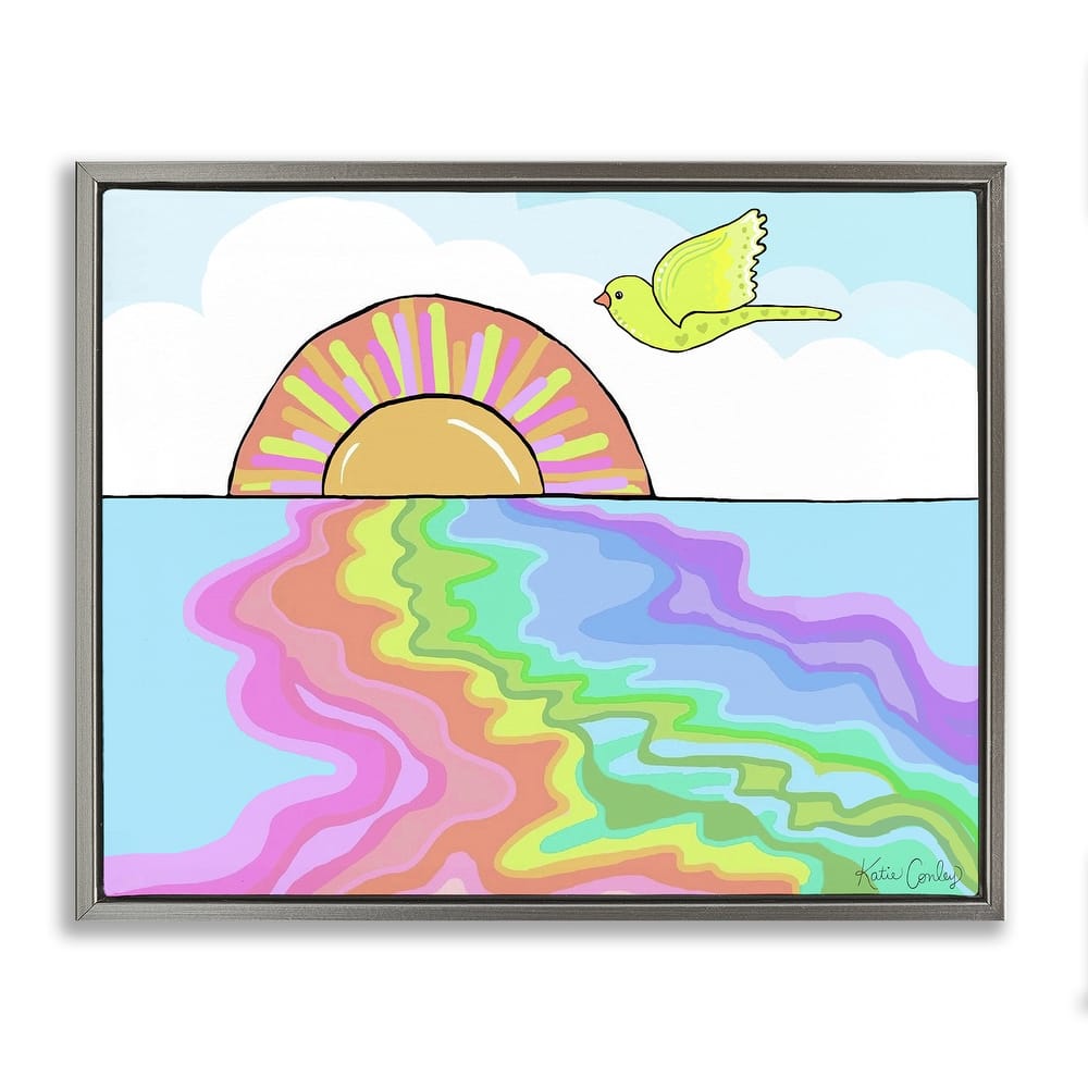 Stupell Swirling Rainbow Sea Reflection Framed Floater Canvas Wall Art Design By Katie Conley