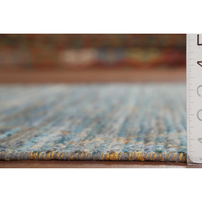 Trellis Blue Moroccan Oriental Runner Rug Hand-Knotted Wool Carpet - 4'0"x 12'3"