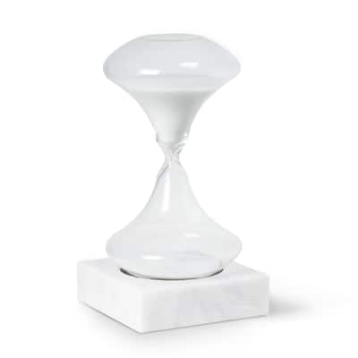 Luna 45 minute Art Deco Hourglass on White Marble Base