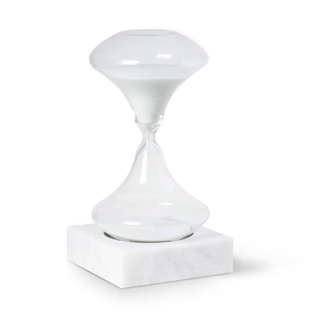 Luna 45 minute Art Deco Hourglass on White Marble Base