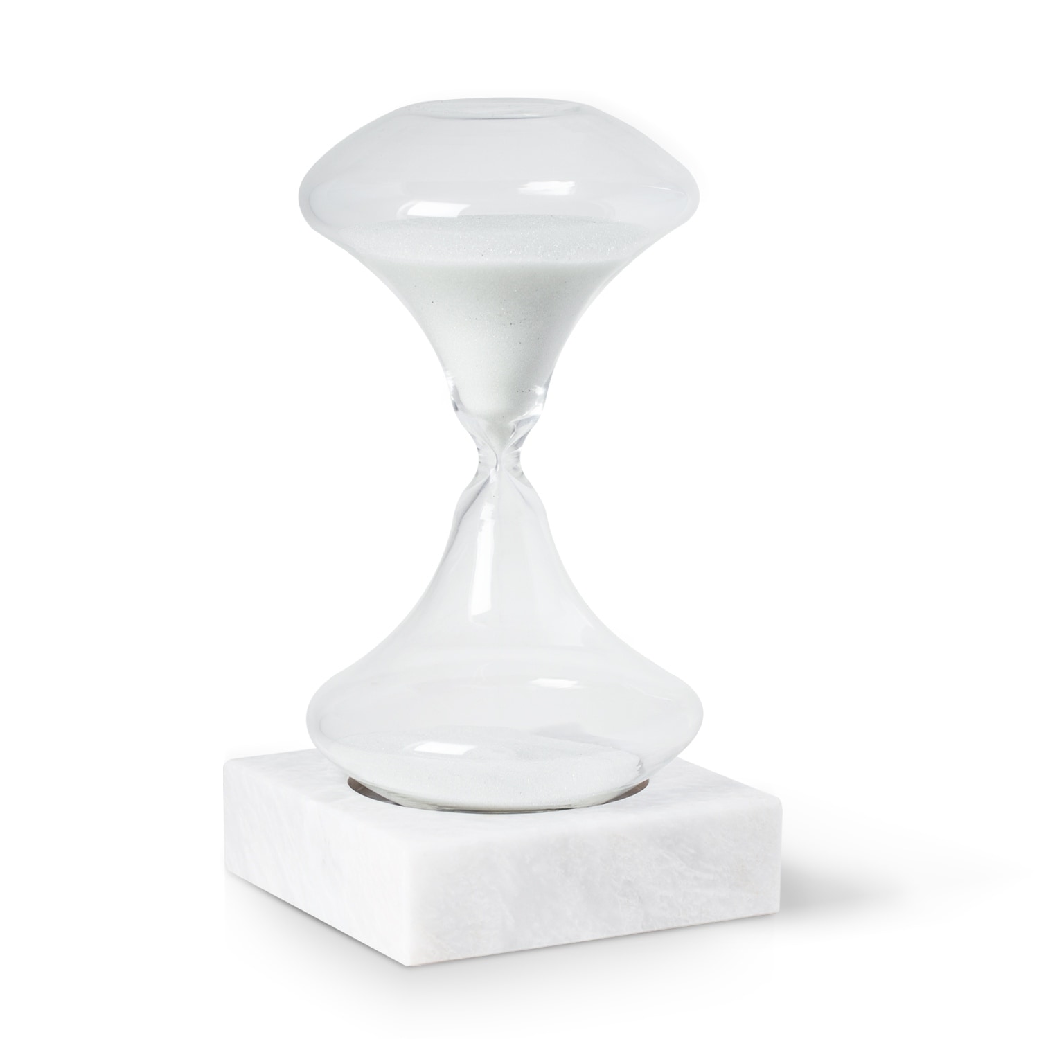 Luna 45 minute Art Deco Hourglass on White Marble Base