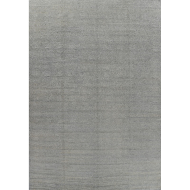 Hand Knotted Oriental 100% Wool Carpet Modern Solid Greys & Charcoal Gabbeh Area Rug - 13' 0'' X 10' 3''
