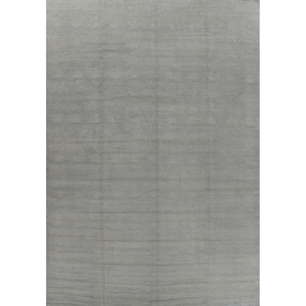 Hand Knotted Oriental 100% Wool Carpet Modern Solid Greys & Charcoal Gabbeh Area Rug - 13' 0'' X 10' 3''
