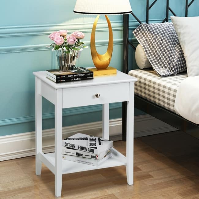 Wooden Nightstand End Table Storage Display
