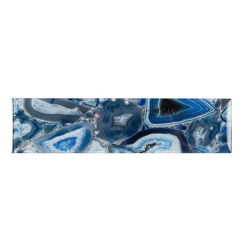 Apollo tile 3" x 12" Carnelian Glossy Blue Glass Tile (5 sq ft/case) - 20 Pack