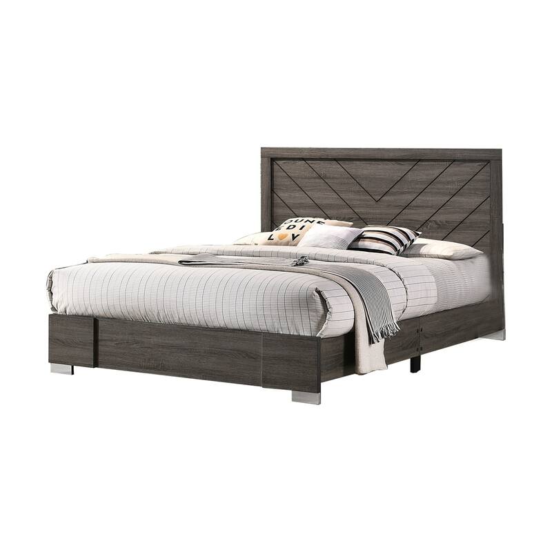 Wooden Bed In Grey Finish