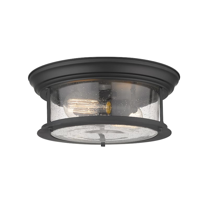Bellevue Hughen 2 Light 14" Wide Flush Mount Drum Ceiling Fixture - Matte Black