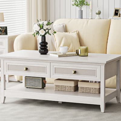 Drawer Natural Rattan Coffee Table