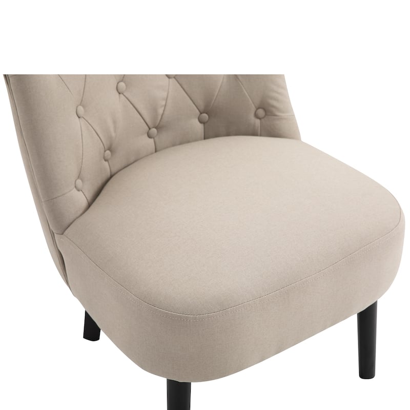 HomCom Modern Accent Leisure Armless Slipper Upholstered Lounge Chair with Large Comfortable Surface & Wooden Legs