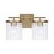preview thumbnail 5 of 3, 16" W x 9" H 2-Light Vanity with Clear Beveled Fluted Glass - 14.5"W x 9"H x 8"E