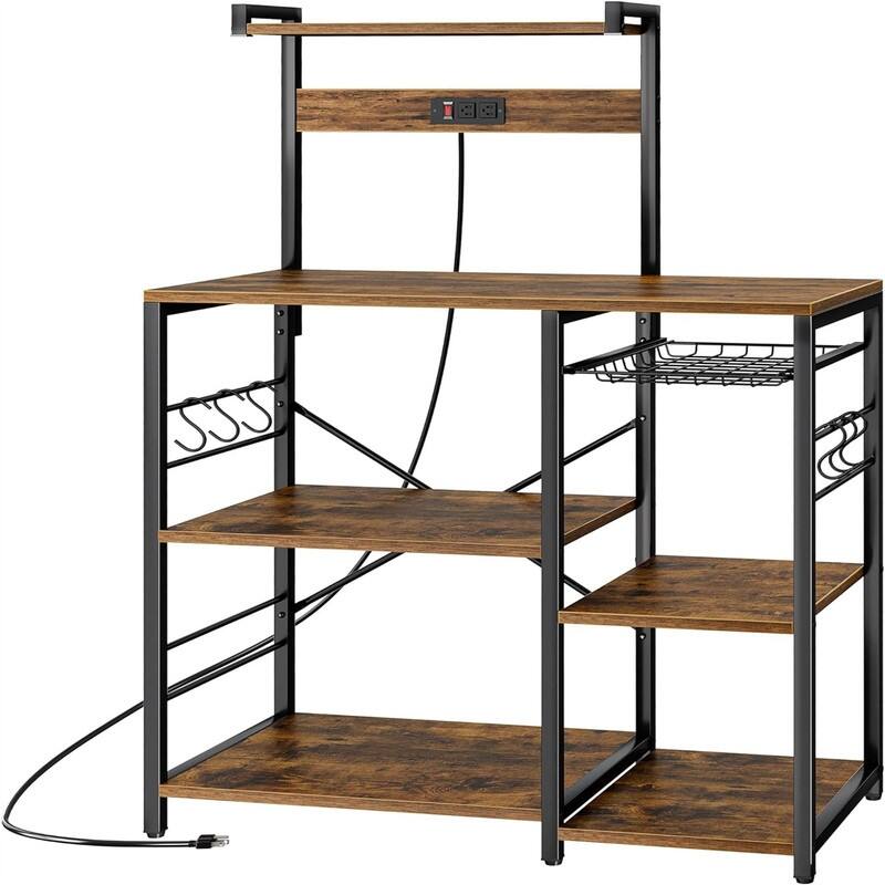 Bakers Rack - 15.7"D x 35.4"W x 52"H - Rustic Brown
