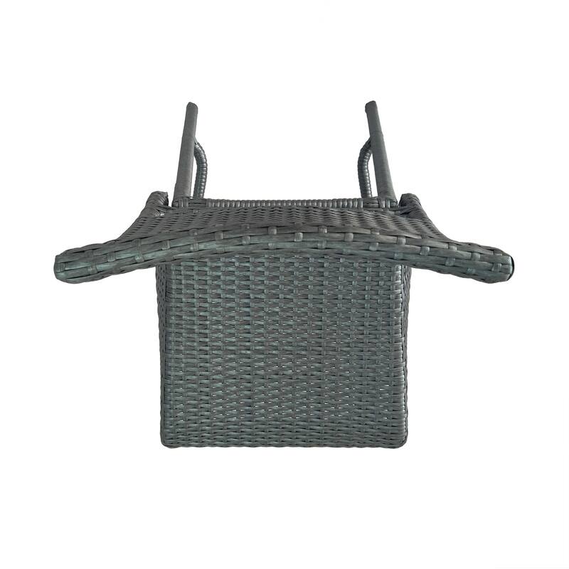 Roomfitters Outdoor PE Rattan Bar Stool Set of 2, 29'' Armless Counter Chairs with Backrest and Footrest