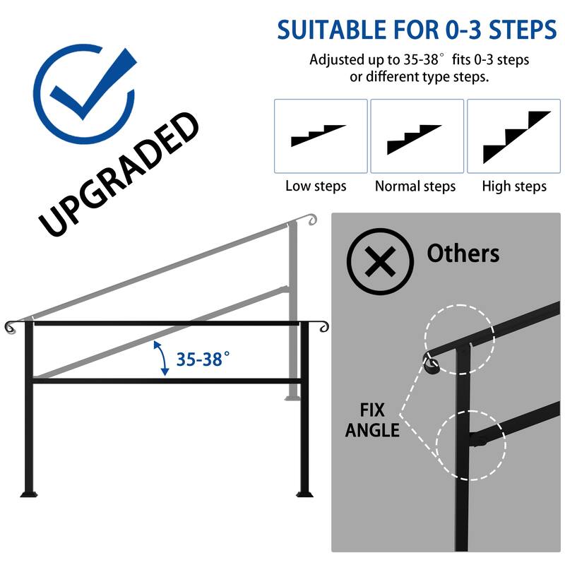 Iron Stair Rail Steps Suitable for Garden Porch and Home Applications