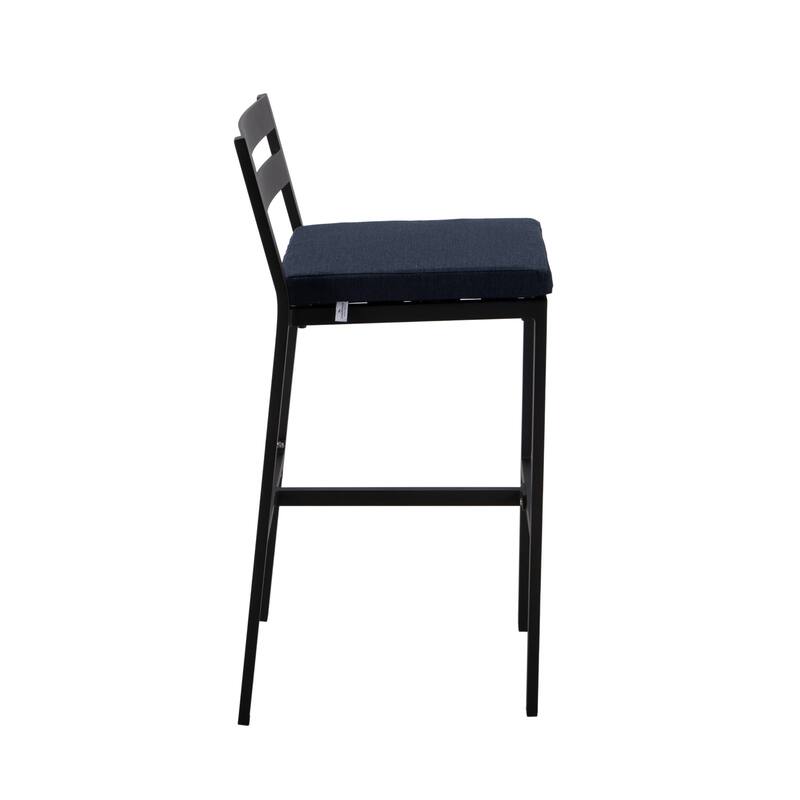 7-Piece Outdoor Patio Bar Height Dining Set in Aluminum with Rectangular Fire Pit Table and 6 Barstool