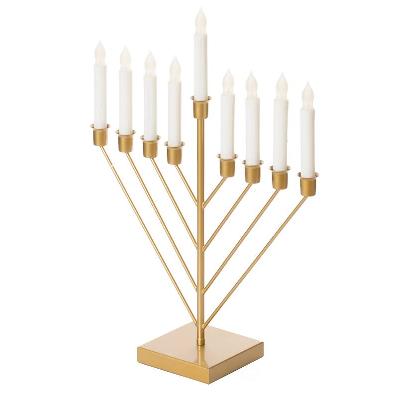 Nine Branch Electric Chabad Judaica Chanukah Menorah - Gold