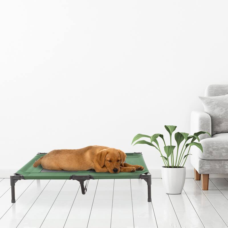 Petmaker Steel Frame Elevated Dog Bed with Non-Slip Feet - Indoor/Outdoor Puppy Cot for Pets