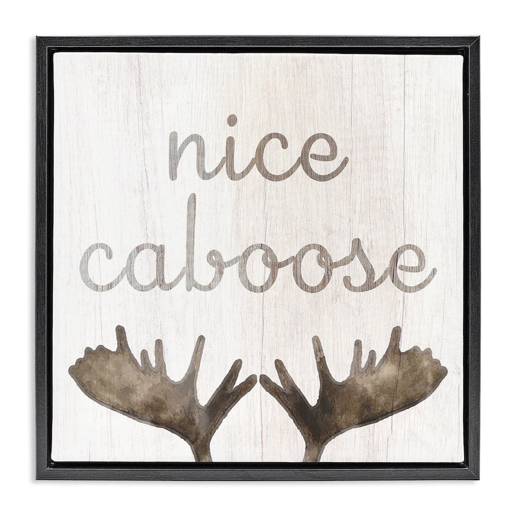 Stupell Nice Caboose Bathroom Moose Antlers Framed Floater Canvas Wall Art Design by Lil' Rue