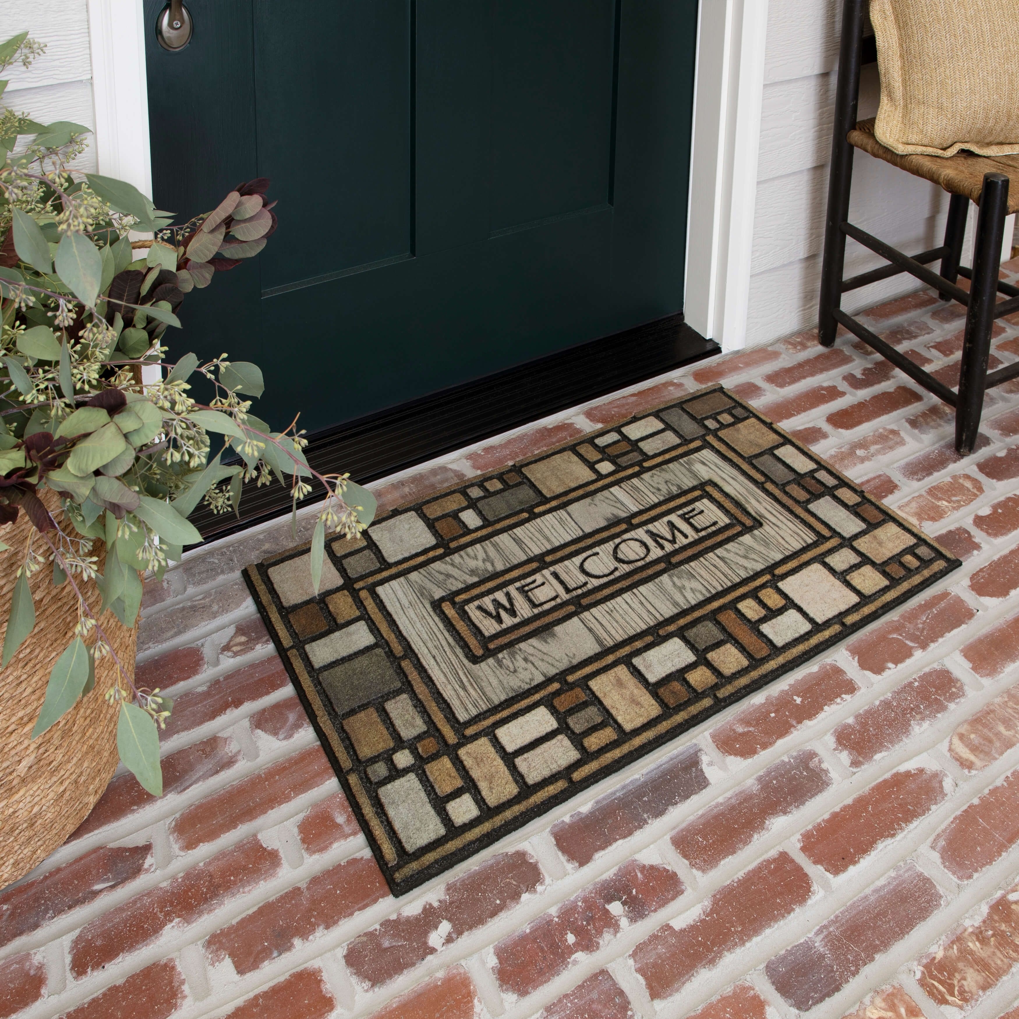 Buy Mohawk Home Entryway Door Mat 1.5' x 2.5' All Weather Doormat Outdoor  Non Slip Recycled Rubber, Homestead Wreath Grey Online at Low Prices in USA  