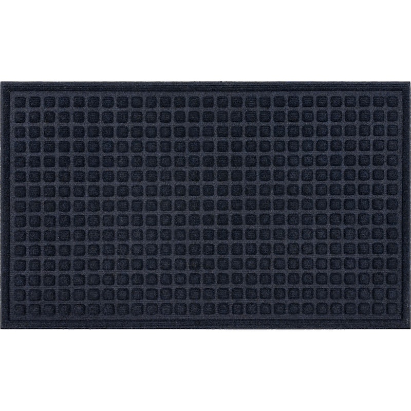 Mohawk Home Waffle Grid Impression Indoor/Outdoor Recycled Rubber All Weather Utility Doormat - 18" x 30" - Waffle Grid Impression Blue