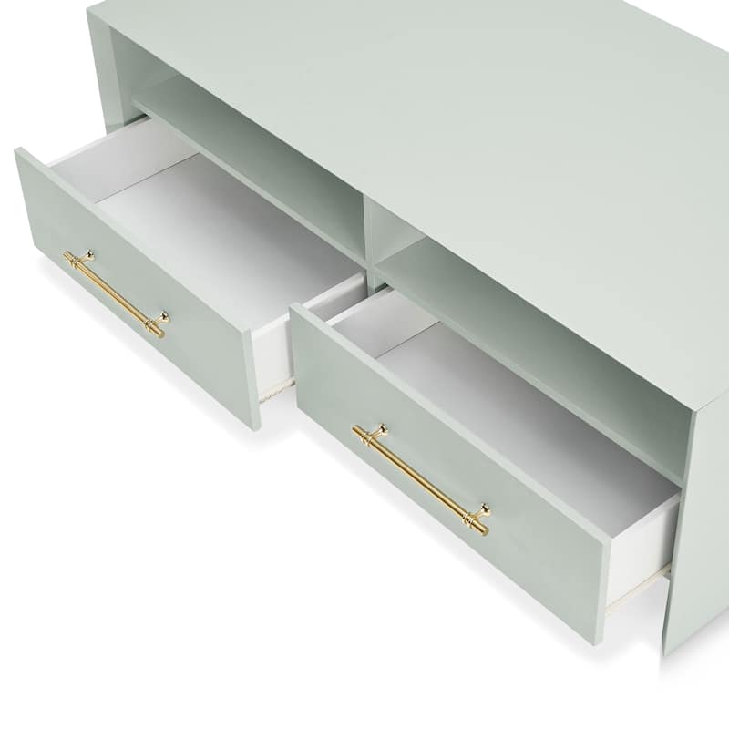 DH BASIC Modern 47-inch 2-Drawer Coffee Table with Metal Bar Handle by Denhour