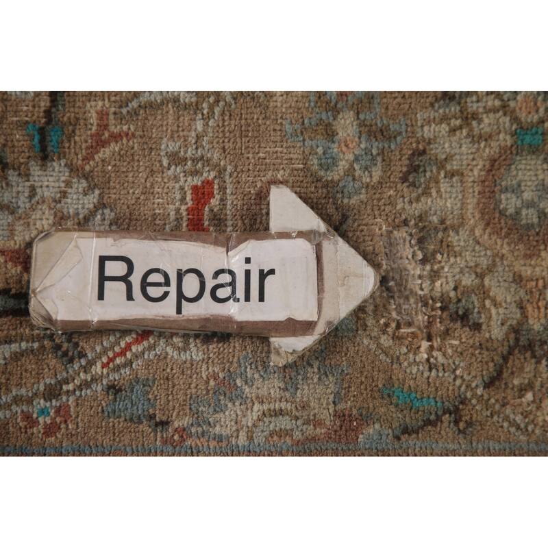 Hand Knotted Oriental 100% Wool Carpet Traditional Floral Beige & Ivories Kashan Area Rug - 12' 8'' X 9' 10''