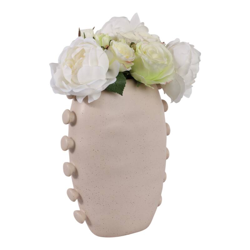 Stoneware Vase Statement-Making Tall Unique Side Detailing Home Decor