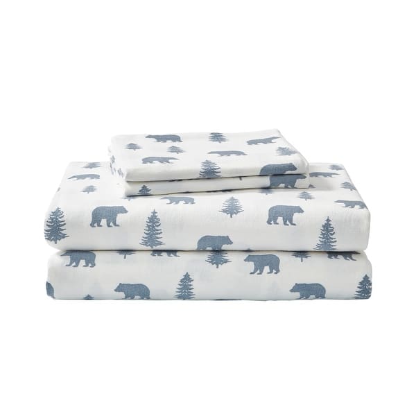 Eddie Bauer Printed Cotton Flannel Sheet Set - King - Bears and Trees