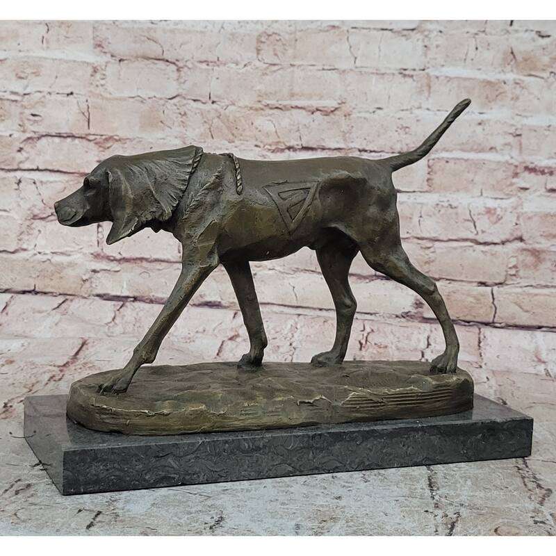 Service Imitative Dog Support Animal Bronze Statue Sculpture Figure 9.5 Inches X 12 Inches