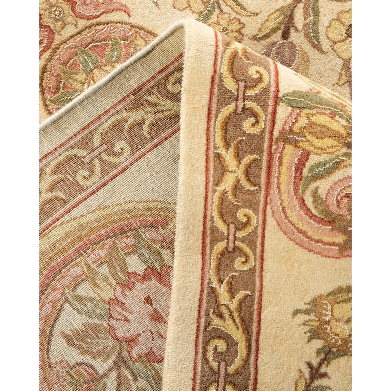 Overton Hand Knotted Wool Vintage Inspired Traditional Mogul Ivory Area Rug - 9 x 12