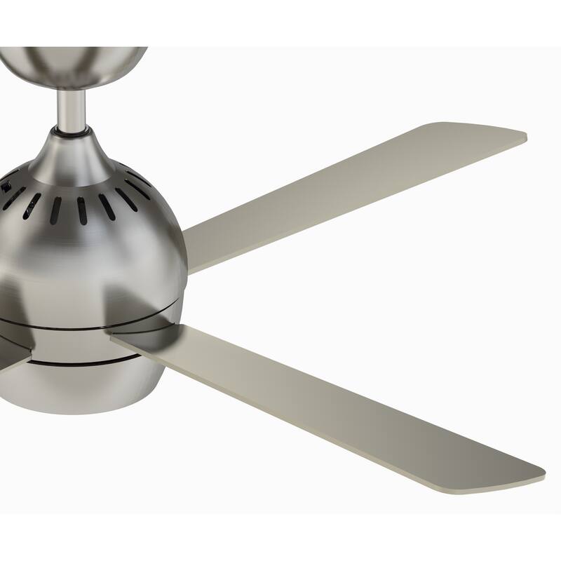 Fanimation Kwad 44 inch Indoor Ceiling Fan with LED Light Kit and Remote - Brushed Nickel with Reversible Blades