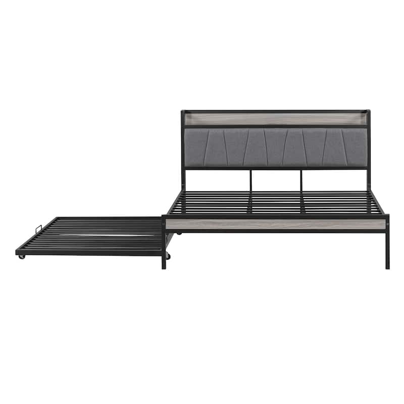 Queen Size Metal Platform Bed Frame with Twin size trundle Bed Bath & Beyond 38970831