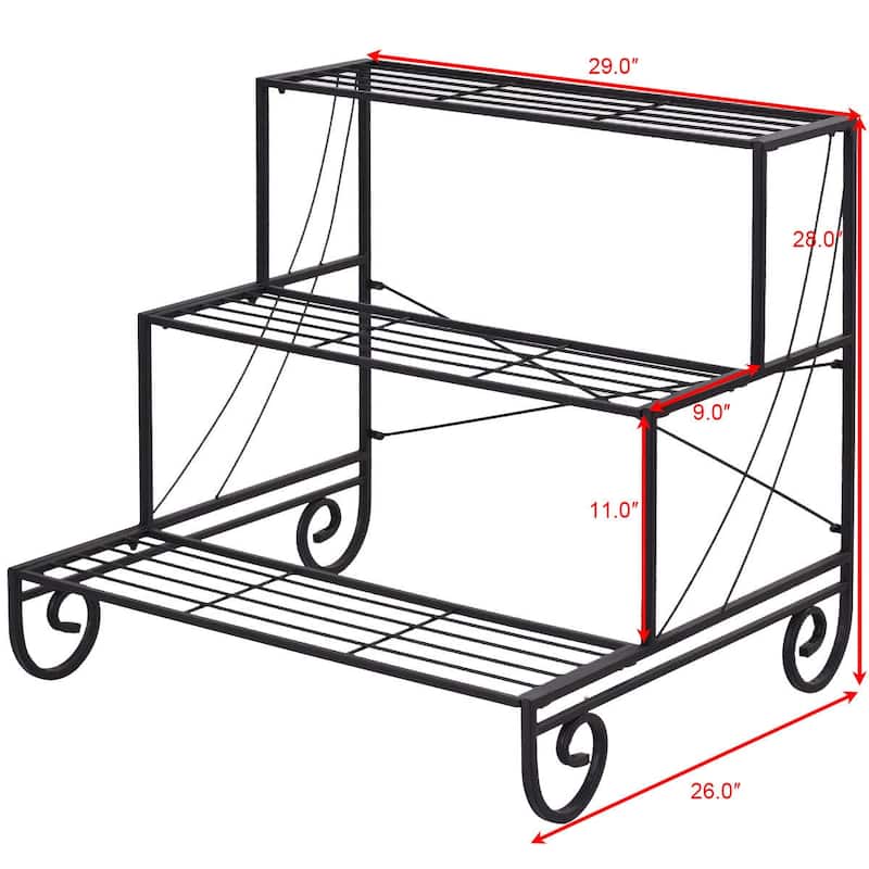 Costway 3 Tier Outdoor Metal Plant Stand Flower Planter Garden Display
