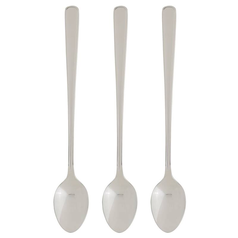 HIC 7.75" Extra Long Stainless Steel Dessert / Iced Tea Spoon - Silver - 3-pack