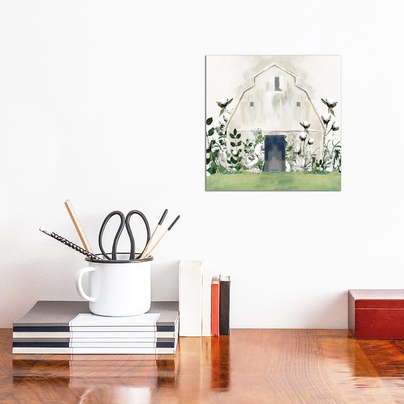 iCanvas "White Floral Barn" by White Ladder Canvas Print - 12x12x0.75