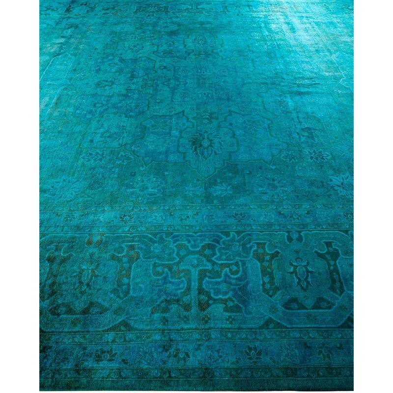 Overdyed, One-of-a-Kind Hand-Knotted Area Rug - Blue - 11' 4" x 17' 6"