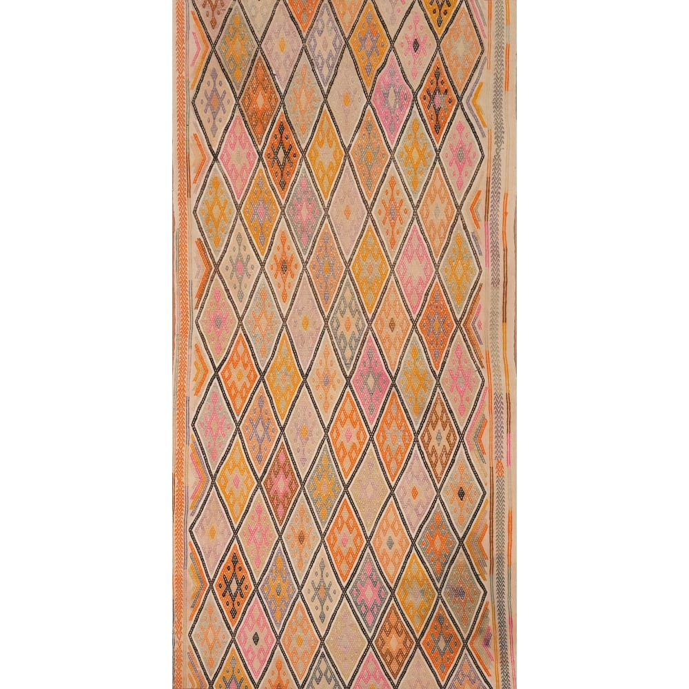 Hand Woven Oriental 100% Wool Carpet Southwestern Tribal Multi-Colored Kilim Runner Rug - 8' 9'' X 3' 5''